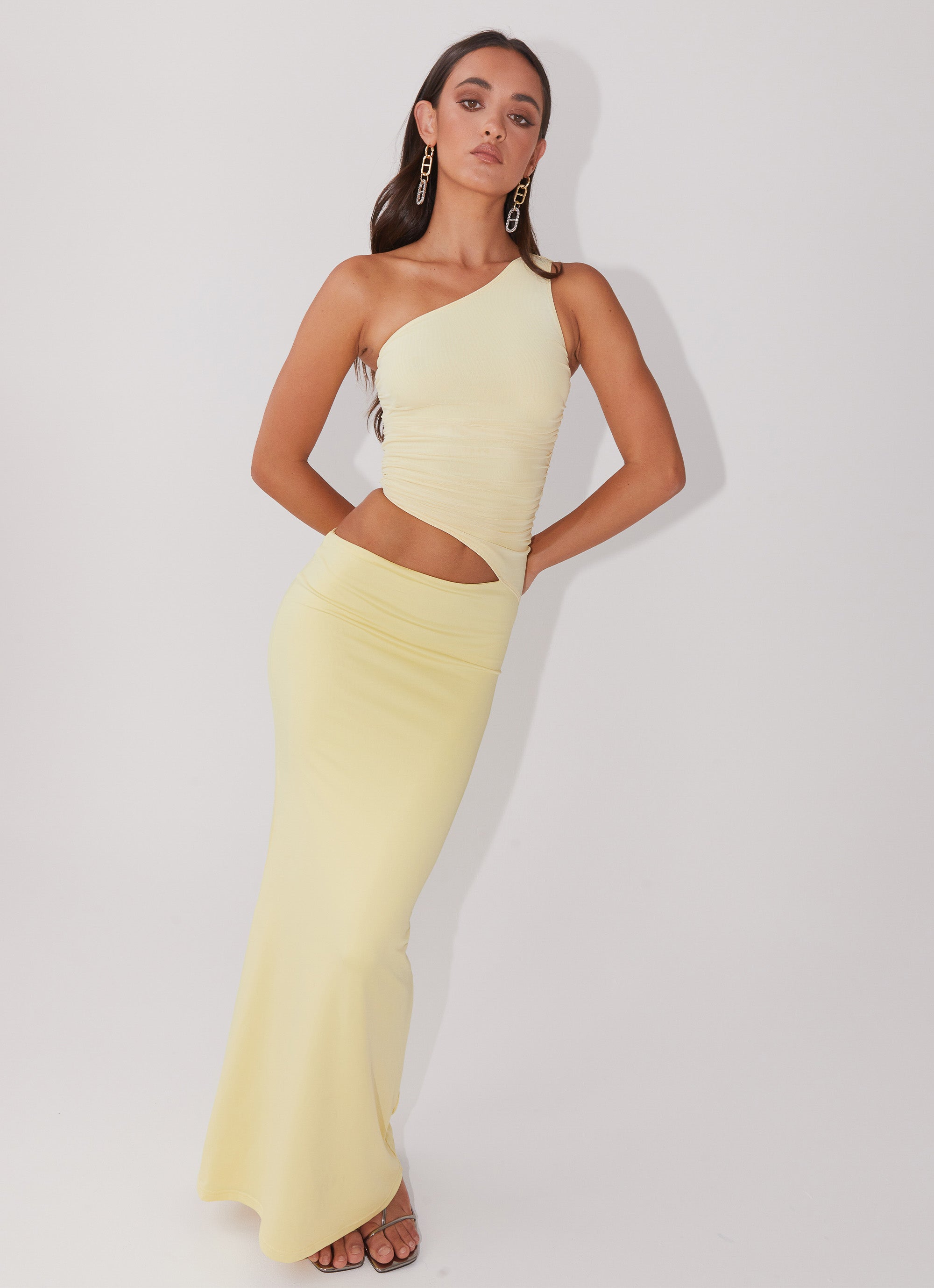 Seranella One Shoulder Maxi Dress - Lemon – Peppermayo US
