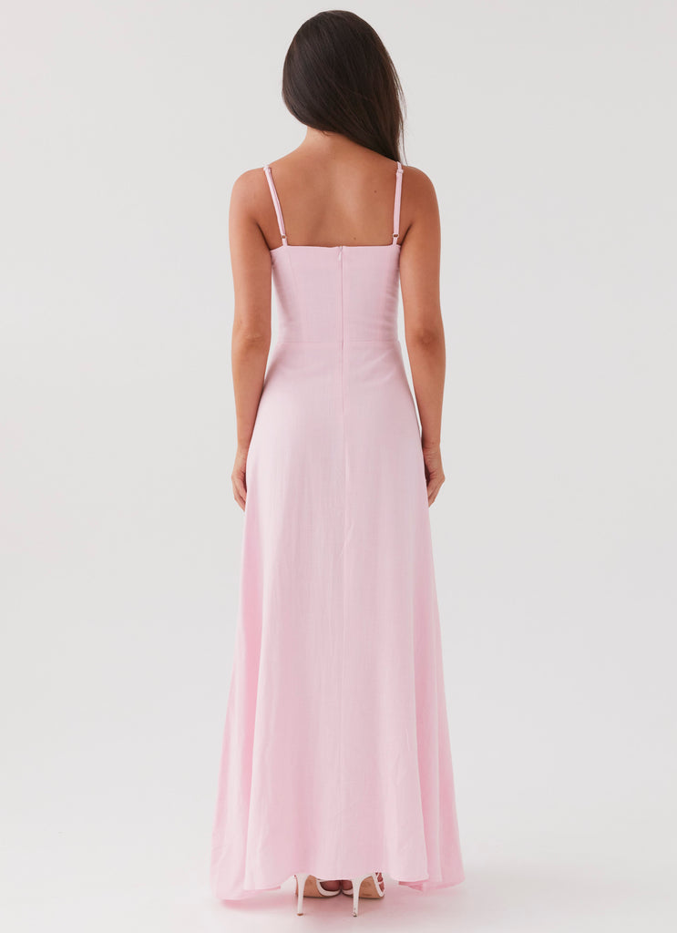 Angelina Linen Maxi Dress - Pink Petal