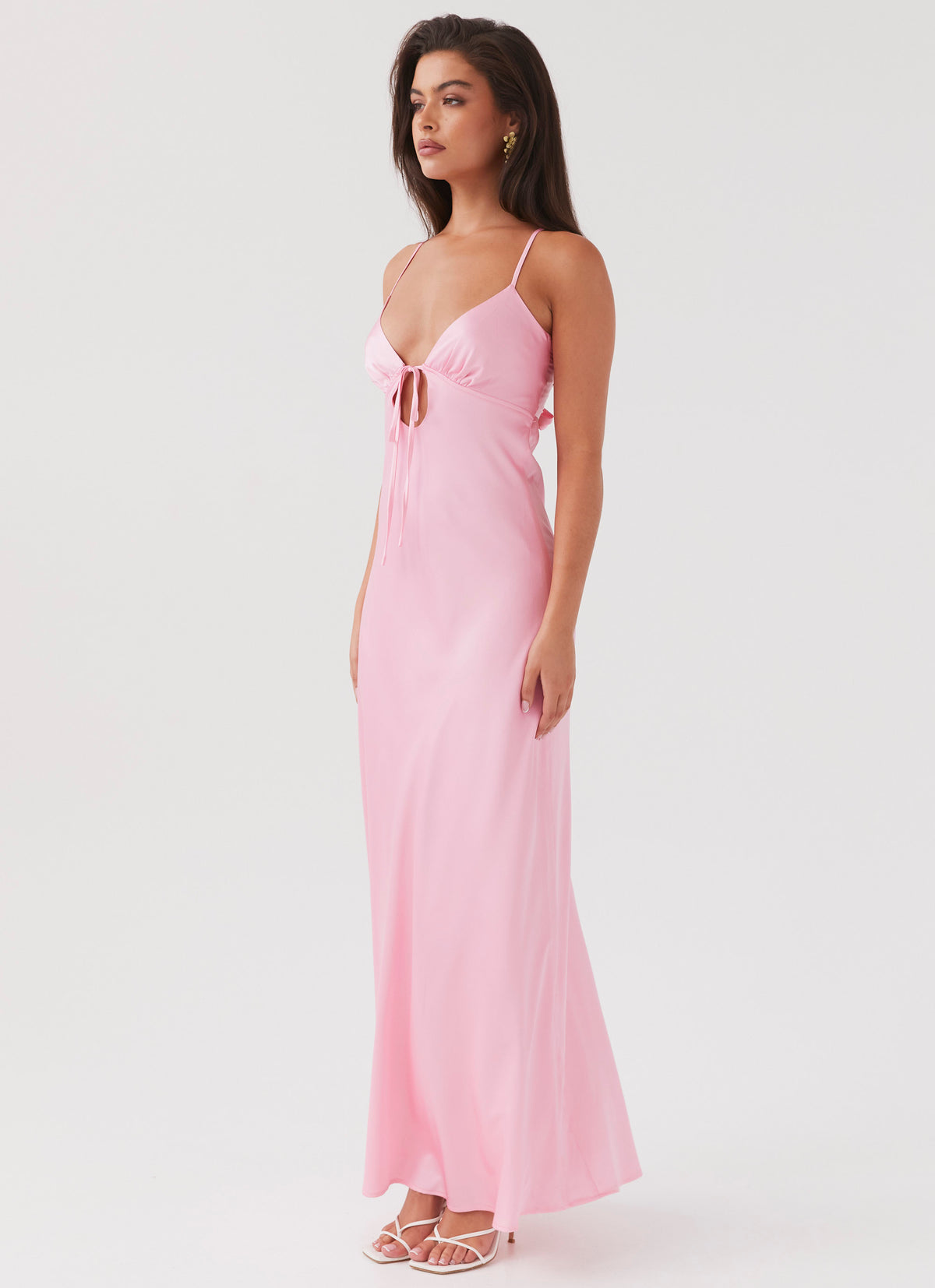 satin flowy dress Cinderella Divine With padding and boning Flora Satin Maxi Dress -