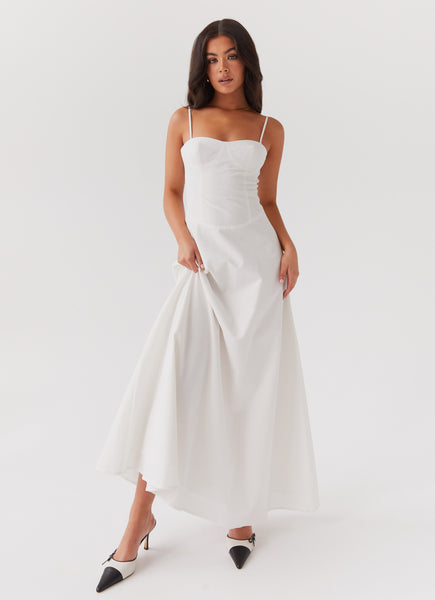 Angelina Linen Maxi Dress - White – Peppermayo US