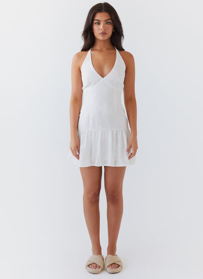 Selena Halter Mini Dress - White
