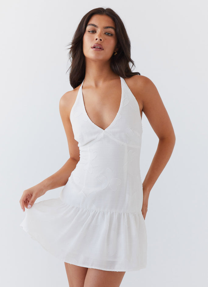Selena Halter Mini Dress - White