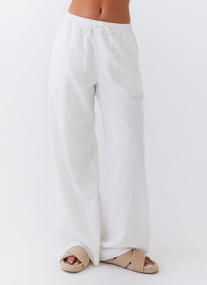 Fresh Face Linen Pants - White