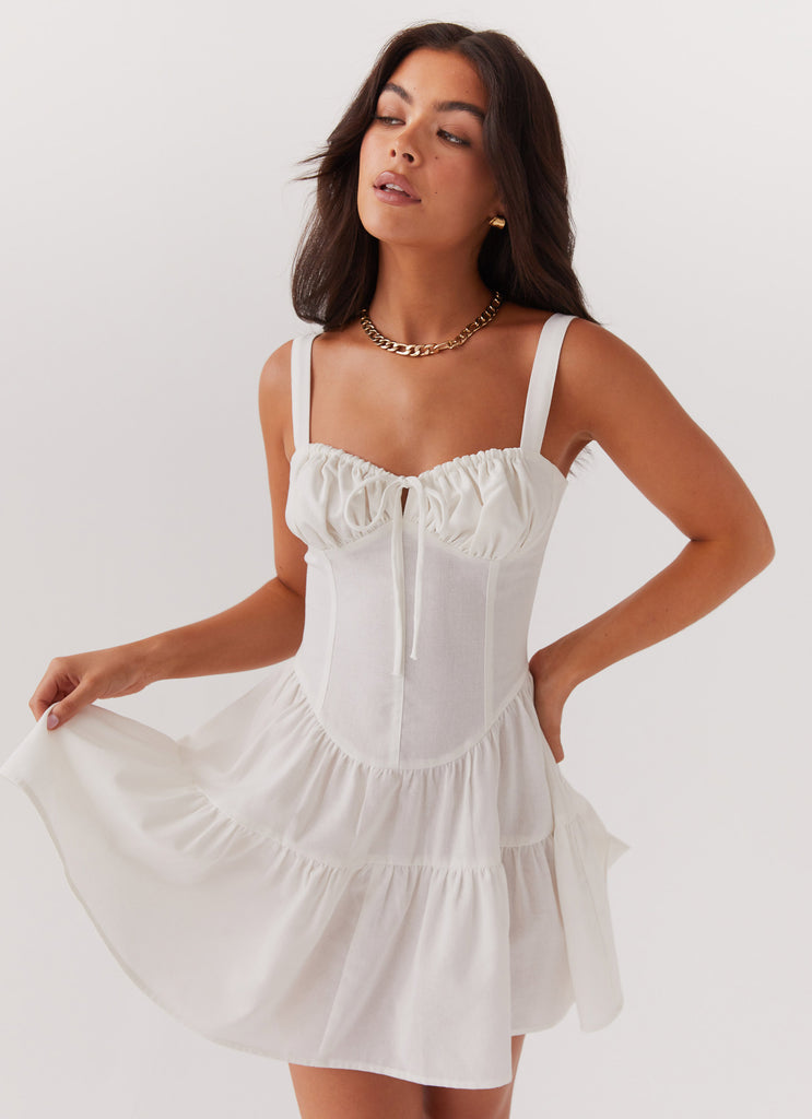 Lucie Linen Mini Dress - Ivory Peppermayo US Lucie Linen Mini Dress - Ivory Peppermayo US