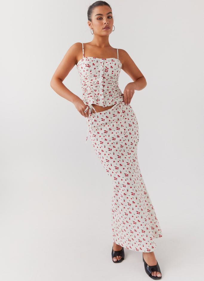 Ariana Linen Maxi Skirt - Poppy Floral