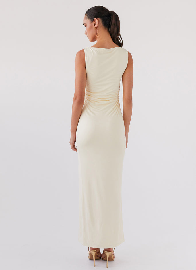 Stay With Me Frill Maxi Dress - Buttercream