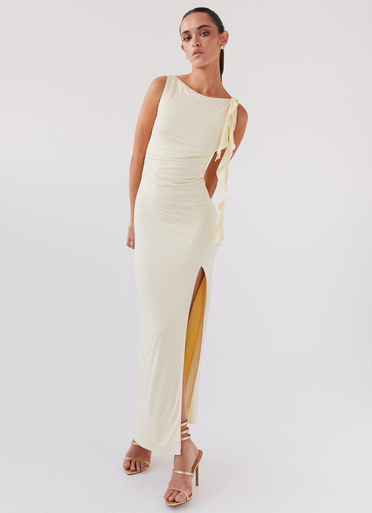 Stay With Me Frill Maxi Dress - Buttercream Peppermayo US Stay With Me Frill Maxi Dress - Buttercream Peppermayo US