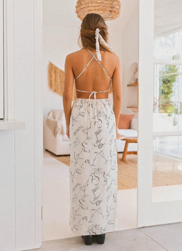 Oysters & Prosecco Linen Maxi Dress - Aperitivo - Peppermayo US