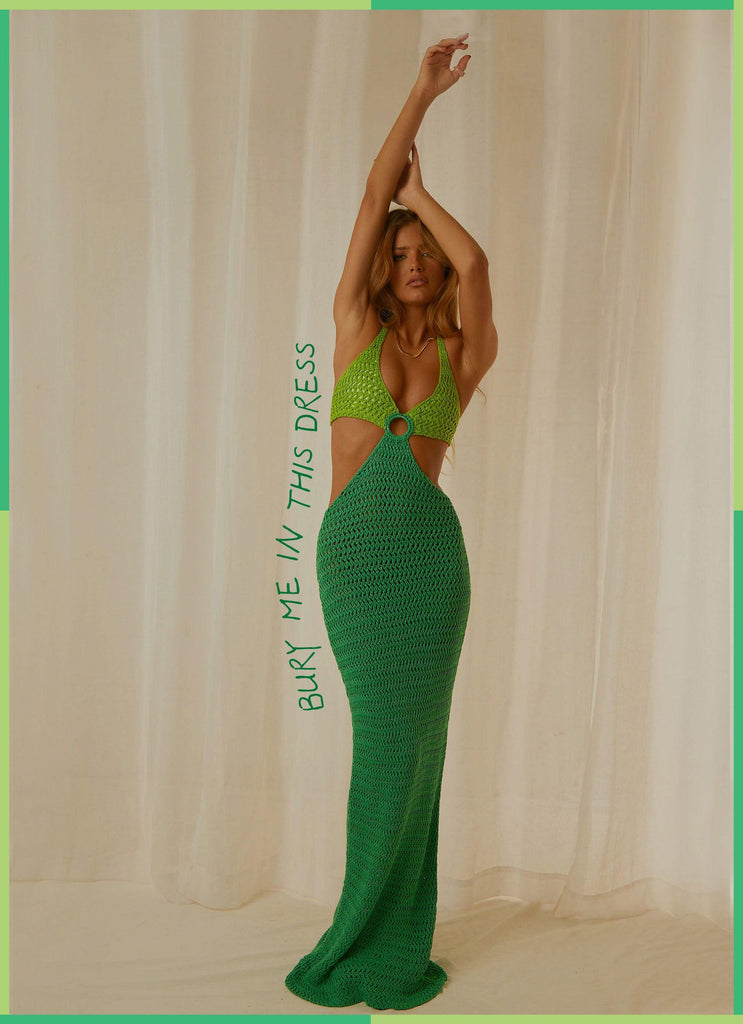 Haven Crochet Maxi Dress - Green - Peppermayo US