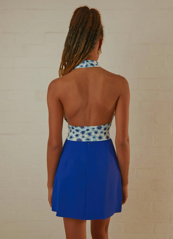 Dance To This Halter Crop - Blue Floral