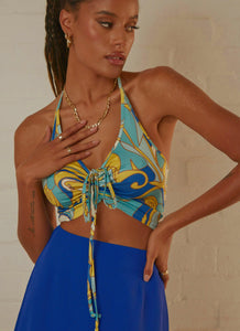 Can't Stop The Beat Crop - Blue Paisley - Peppermayo US