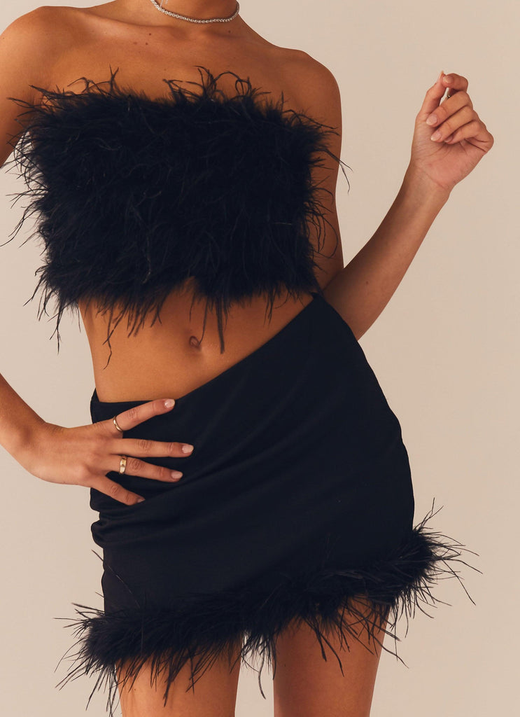 Mini Feather Skirt Black