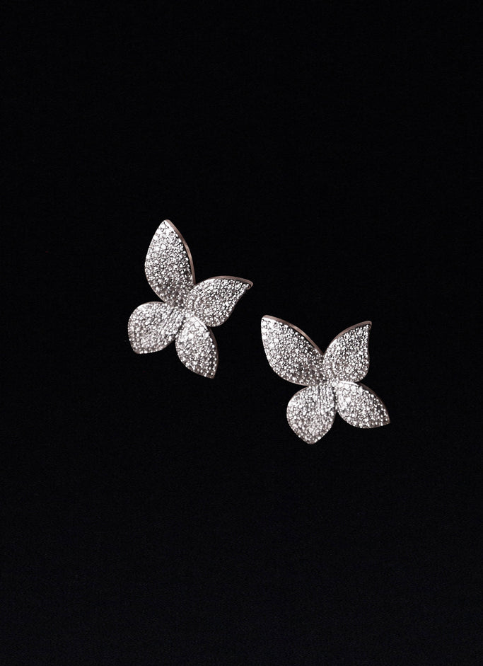 Brazen Diamante Stud Earrings - Silver