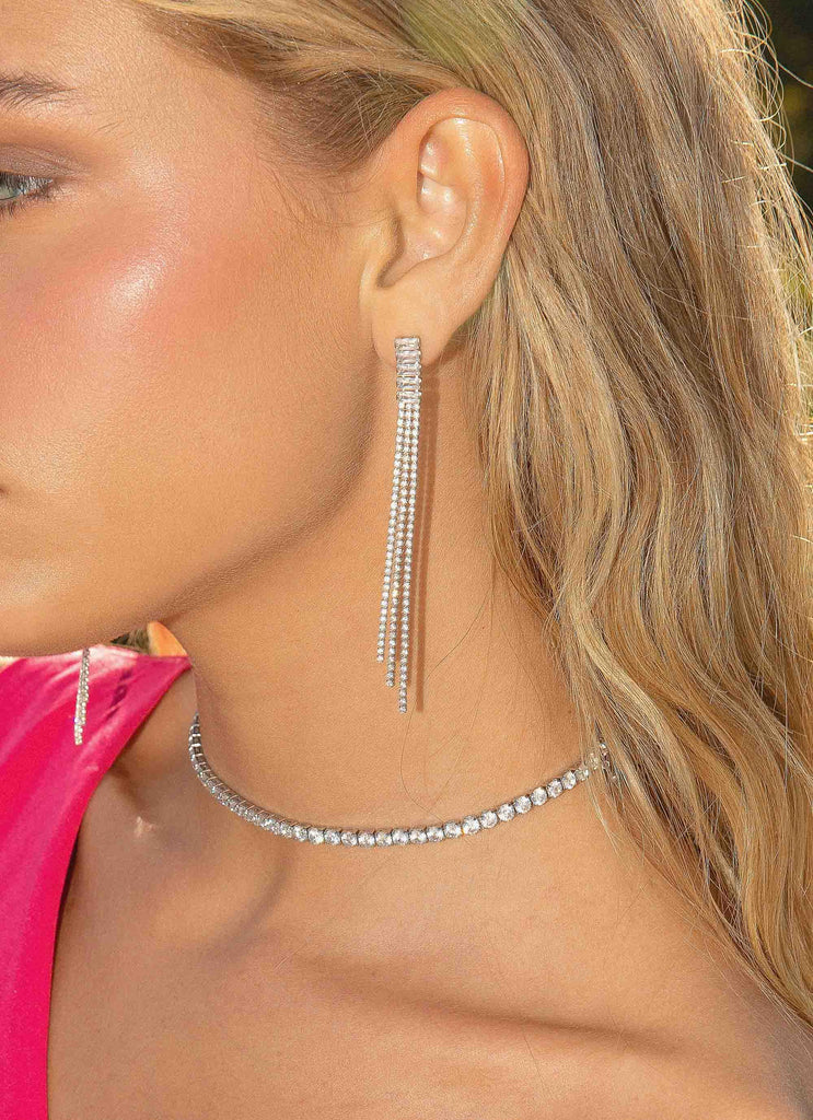 Head Over Heels Diamante Necklace - Silver - Peppermayo US