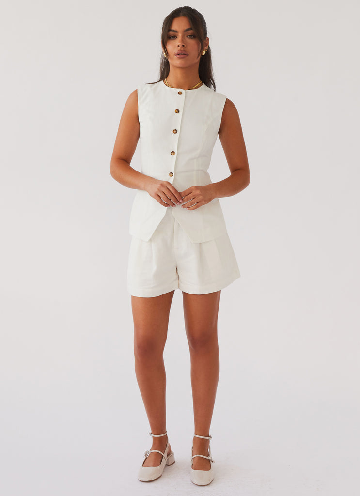 Born For Bordeaux Linen Shorts - White Peppermayo US Born For Bordeaux Linen Shorts - White Peppermayo US