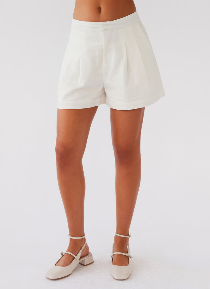 Born For Bordeaux Linen Shorts - White