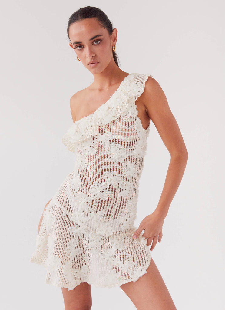 Juliette Embroidered Mini Dress - Ivory Tea