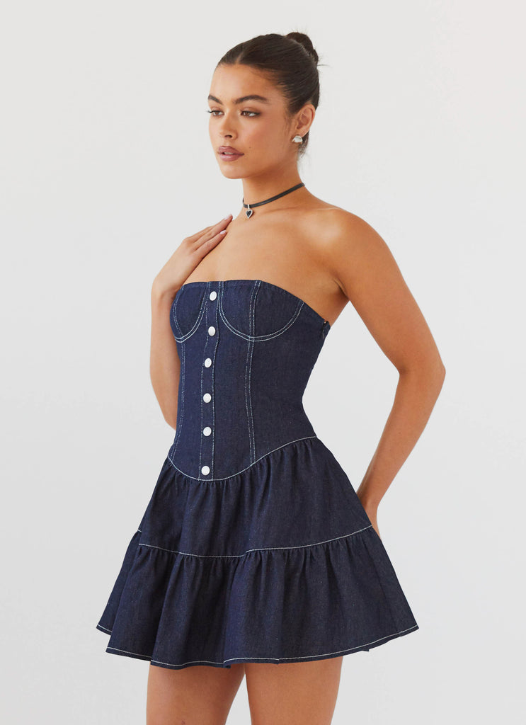 Isabella Denim Bustier Dress - Antique