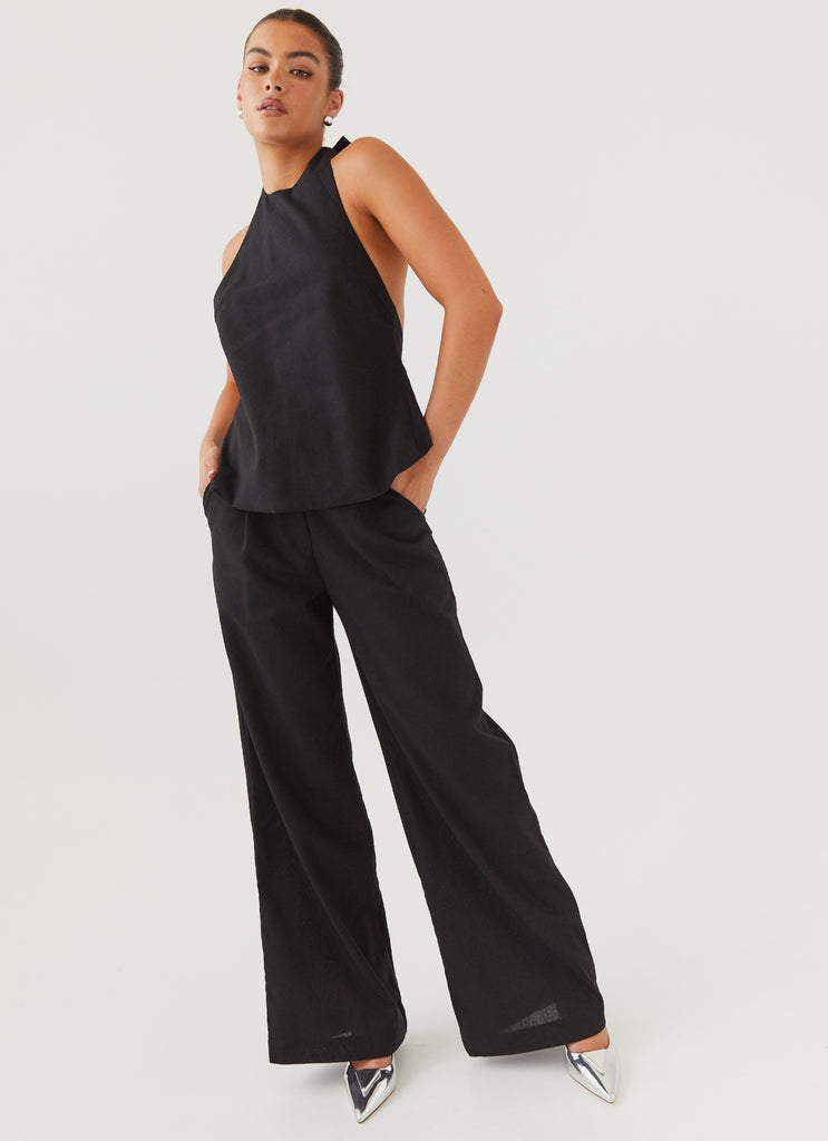 Women Black Wide Legged Printed Plazo With Side Pockets – Nayo Clothing