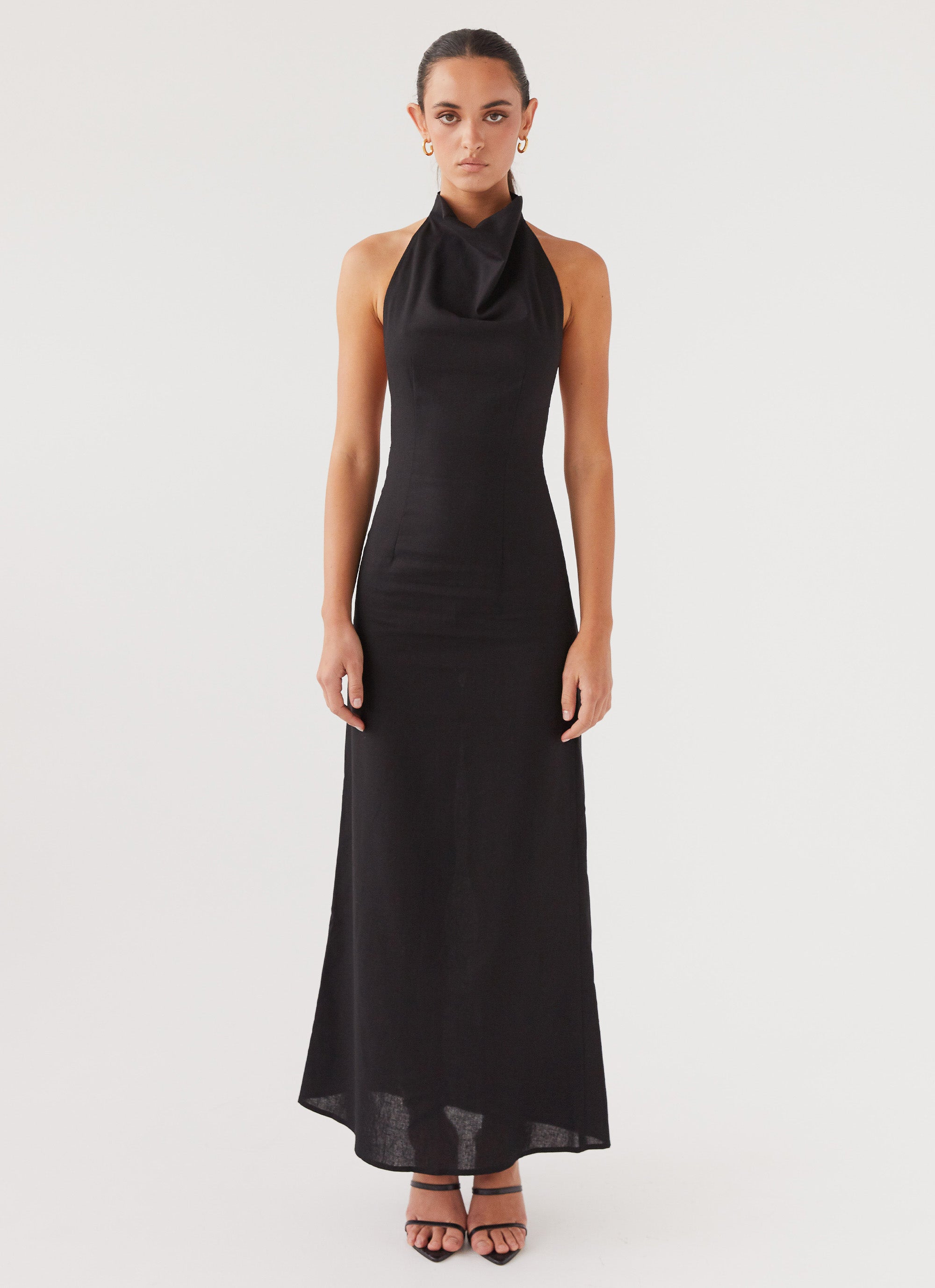 Cartia Linen Maxi Dress - Black – Peppermayo US