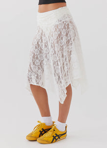 Sweet Nothing Lace Midi Skirt - White