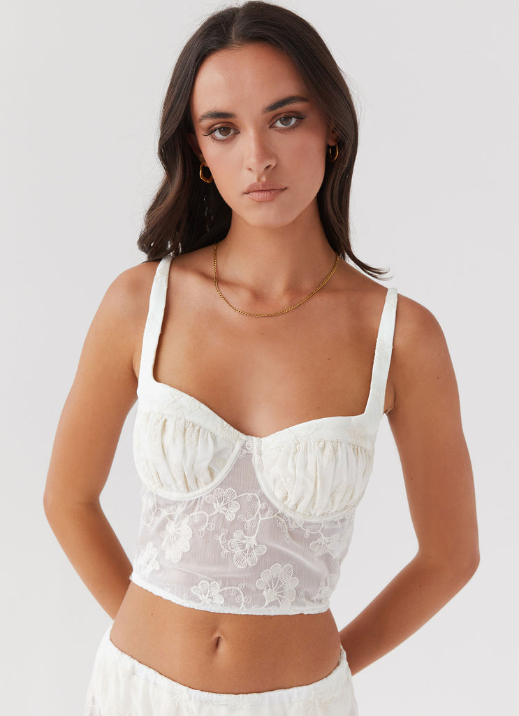 In The Clouds Bustier Top - Ivory Petal
