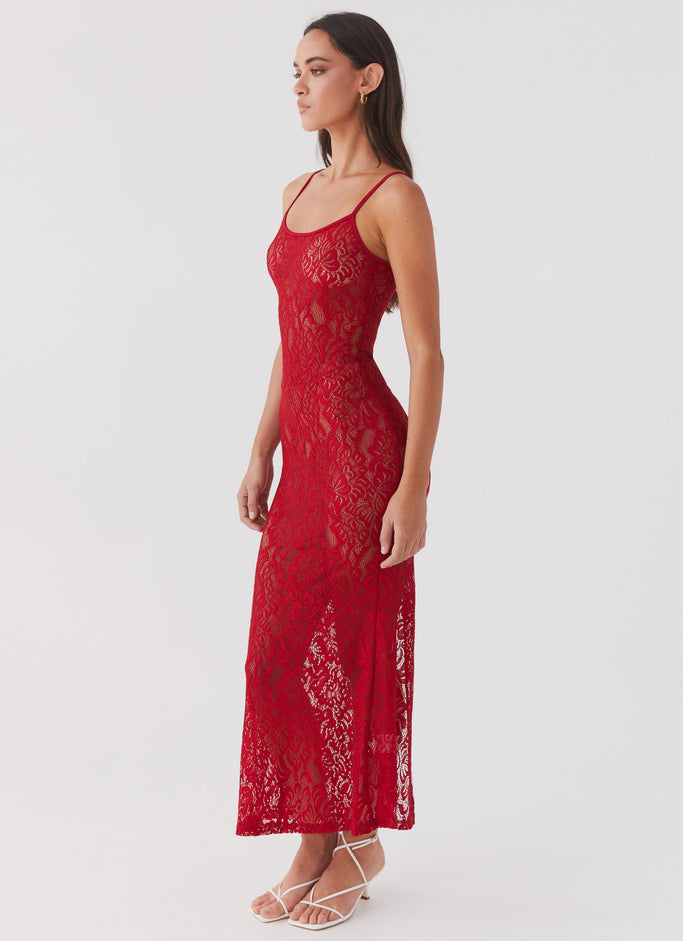 Leona Lace Maxi Dress - Red Rose