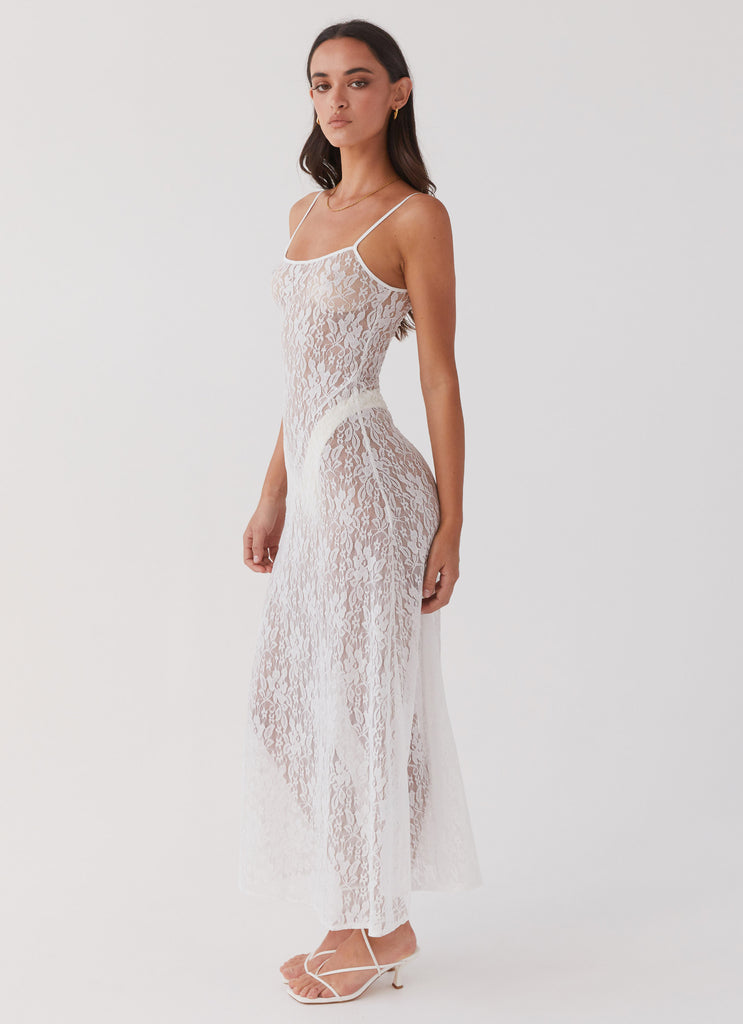 Wild Thoughts Lace Midi Dress - Snow