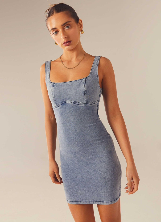 Alessia Denim Mini Dress - Blue Denim