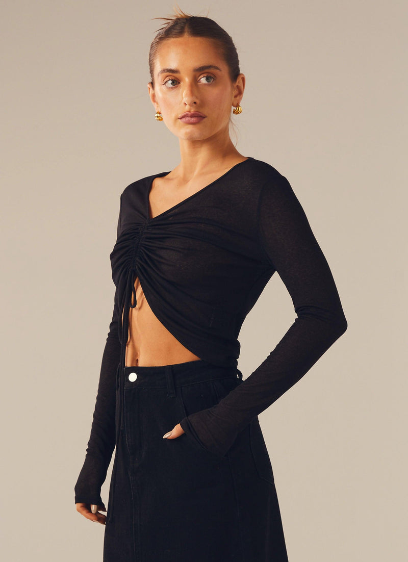 Be Honest Long Sleeve Top - Black - Peppermayo US