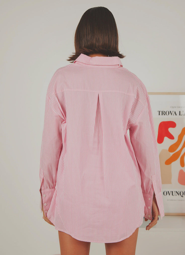 Wanderer Oversized Shirt - Pink & White Stripe - Peppermayo US