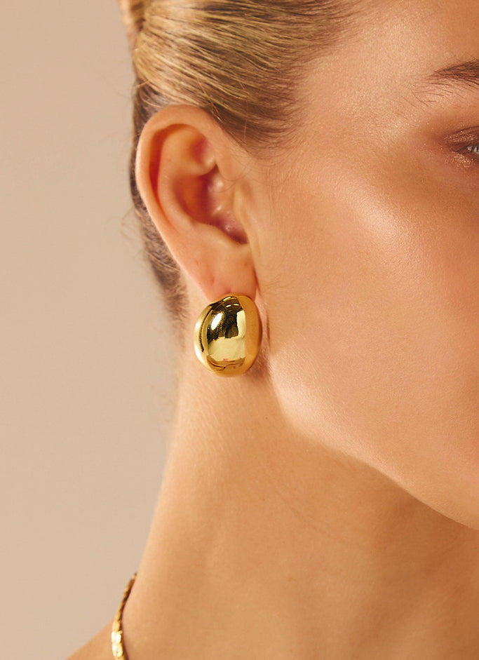 No Pressure Large Chunky Earrings - Gold