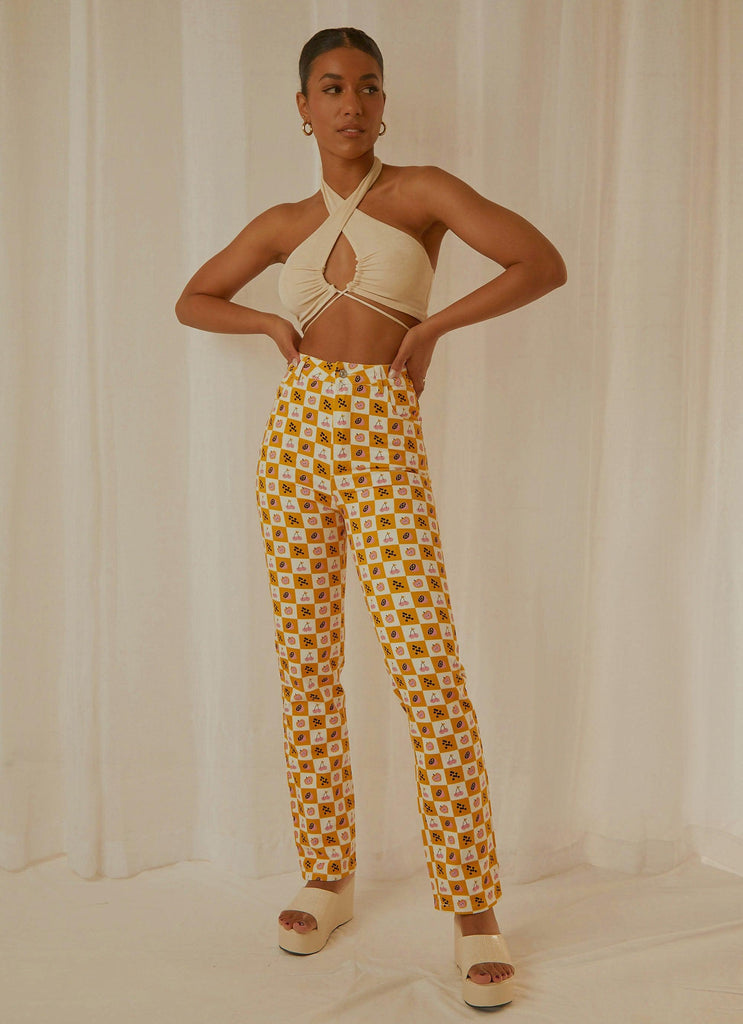 Pina Colada Pants - Fruit Checkers - Peppermayo US