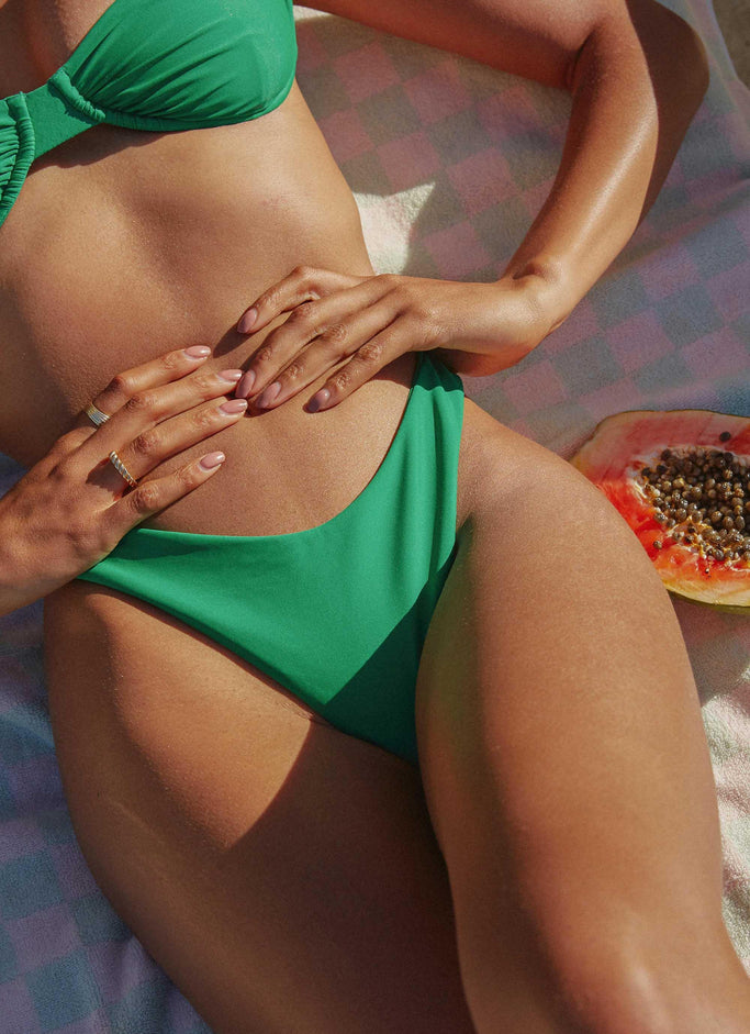 Poolside Champagne Bikini Bottom - Jade Green
