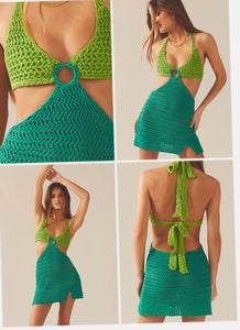Heaven Crochet Dress - Green Splice - Peppermayo US