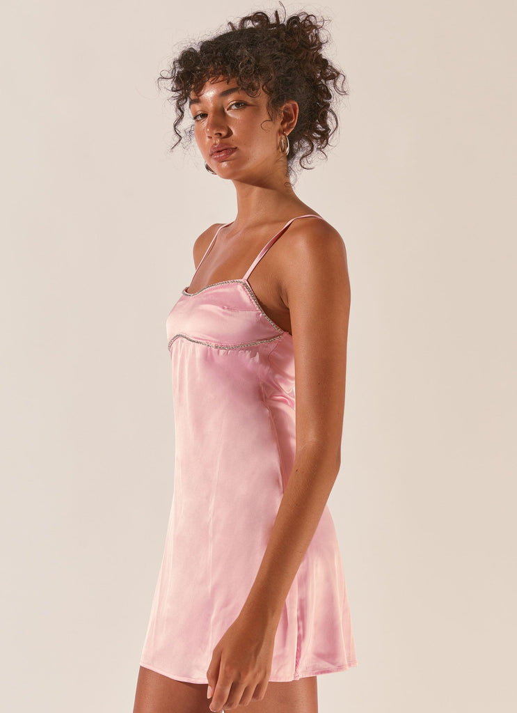 Divine Destiny Diamante Mini Dress - Carnation Pink - Peppermayo US