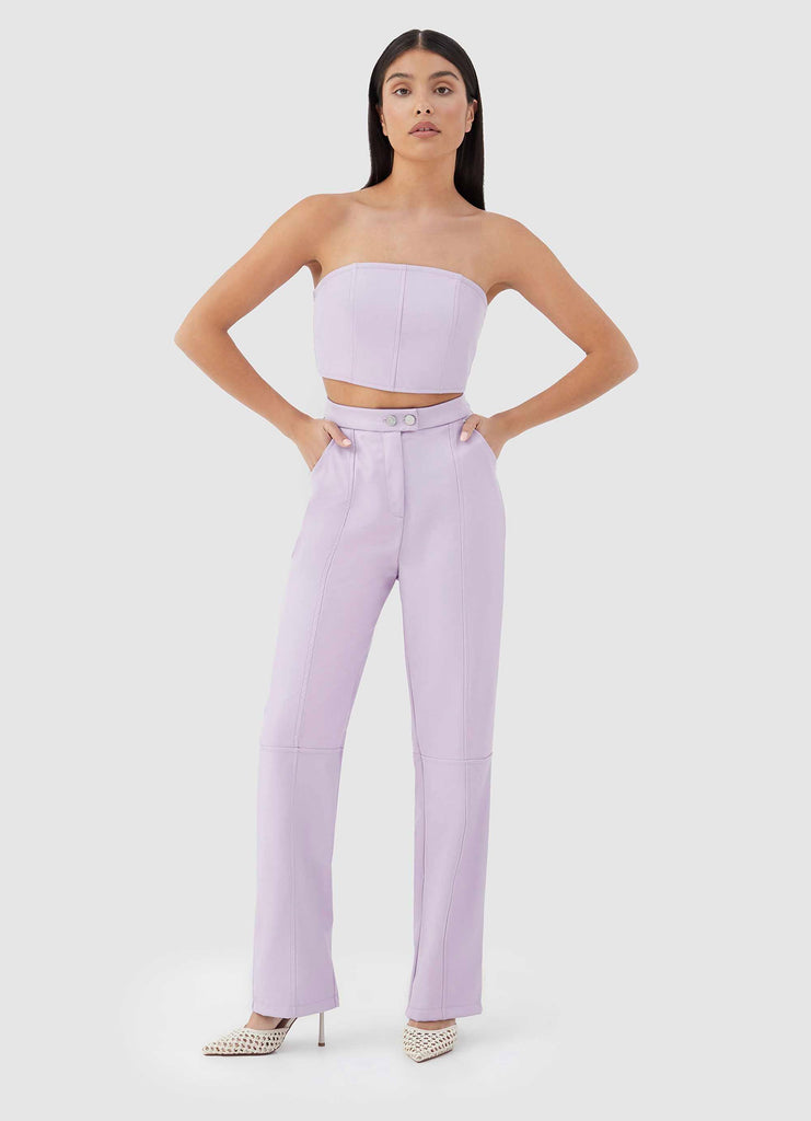 Tropez Leather Trouser Pant - Lilac - Peppermayo US