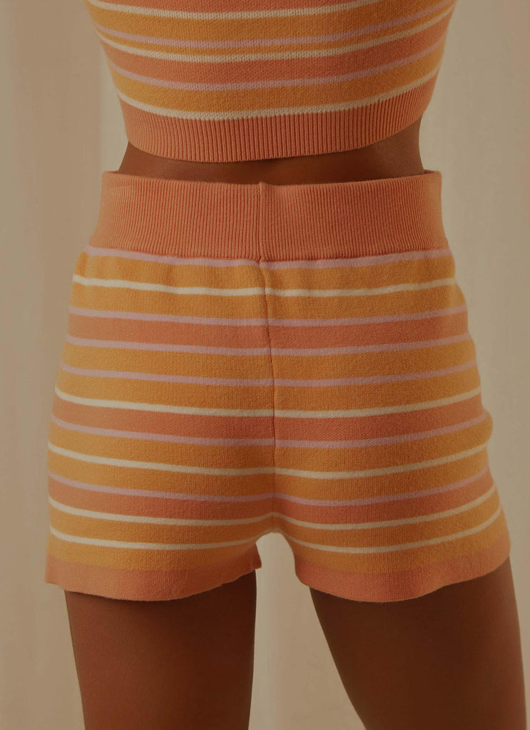 Rhodes Knit Shorts - Peach Multi Stripe - Peppermayo US