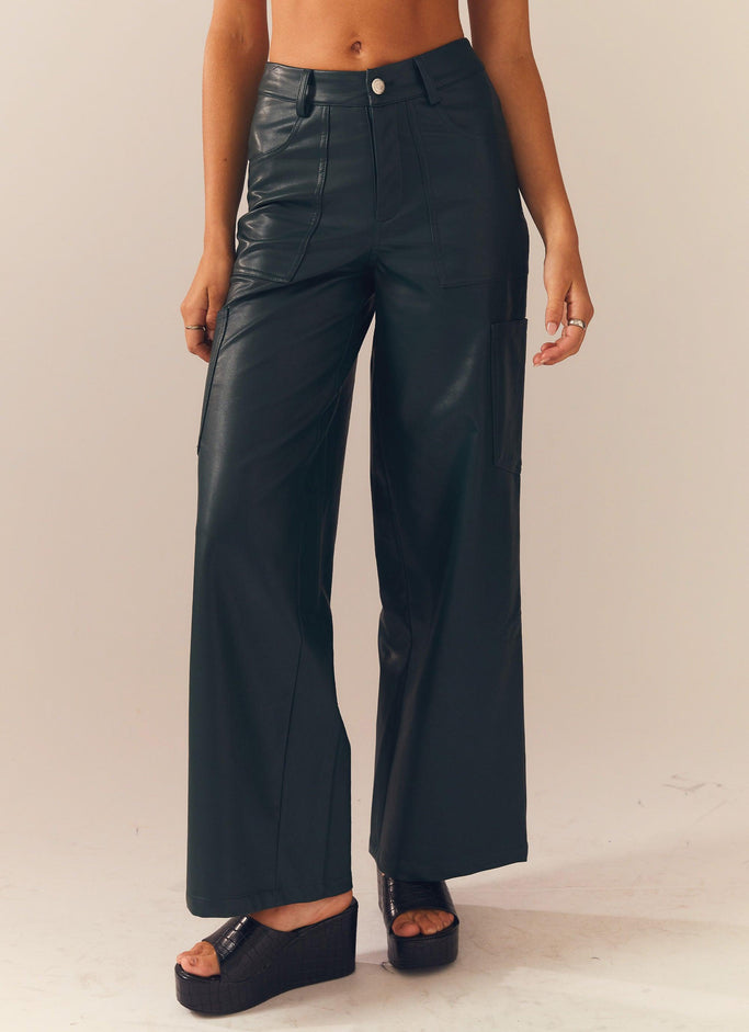 In My Natural Element PU Pants - Dark Forest