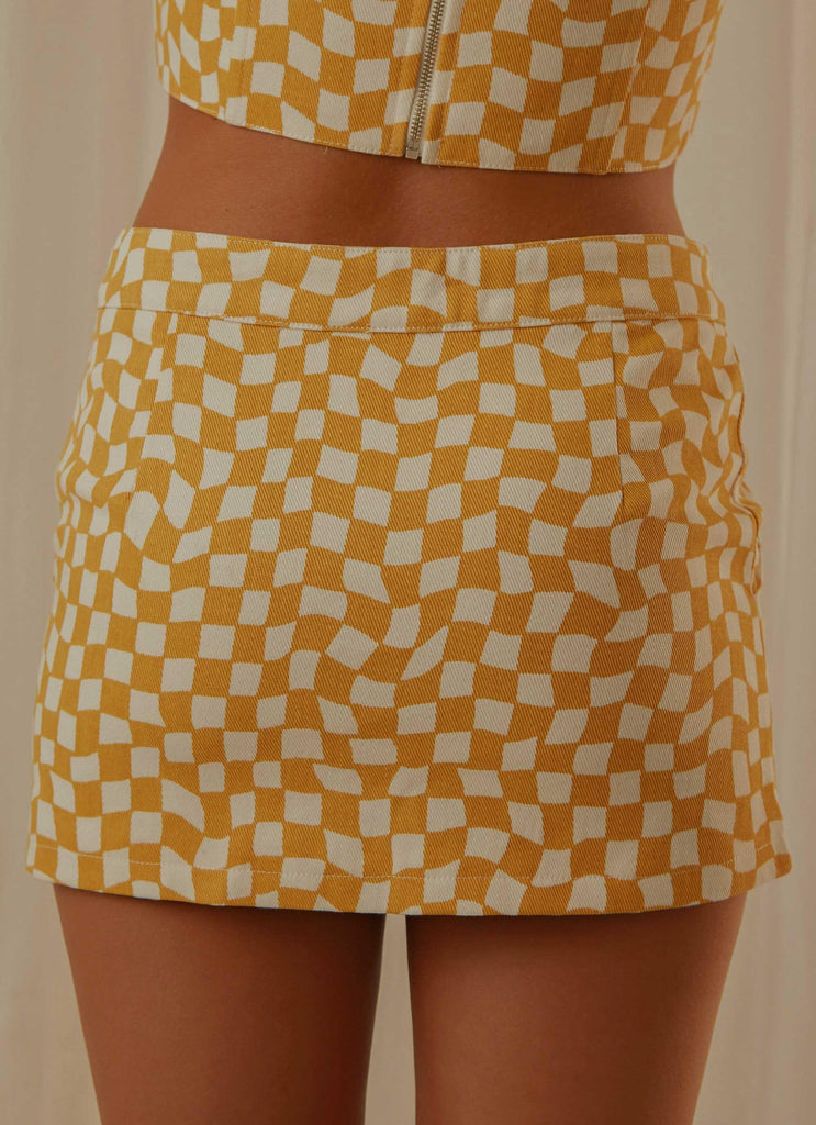 Luisa Mini Skirt - Yellow check - Peppermayo US