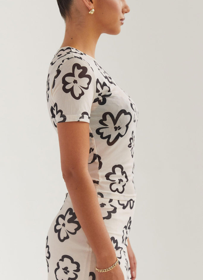 Structured Shapes Mesh Tee - Glazed Floral
