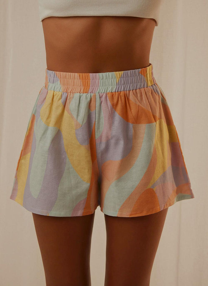 Raffi Linen Shorts - Pastel Wave