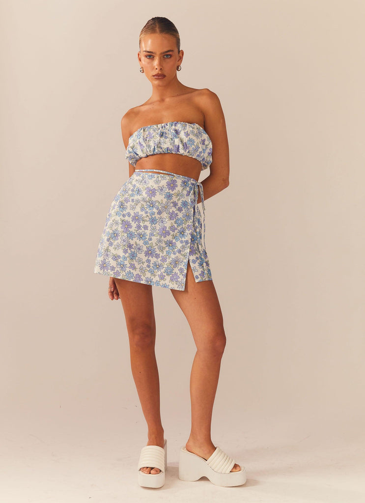 Longing For Less Mini Wrap Skirt - Daisy Chain - Peppermayo US