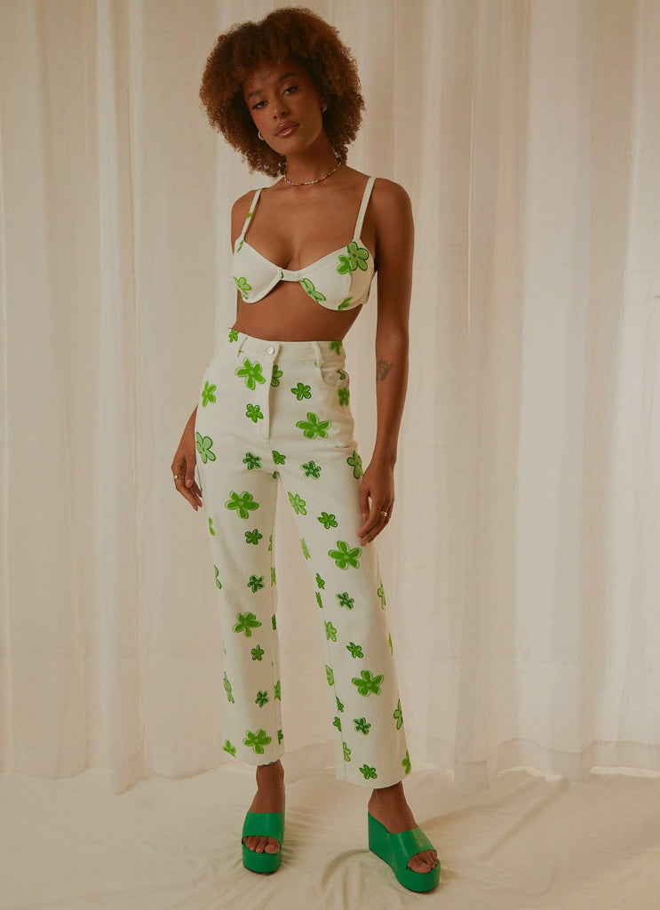 Keep Your Heart Pants - Green Wild Poppies - Peppermayo US