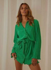 Soho Chic Shirt Dress - Jade Green - Peppermayo US