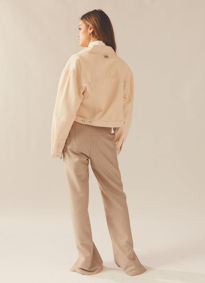 Baggy Crop Jacket - White Sand