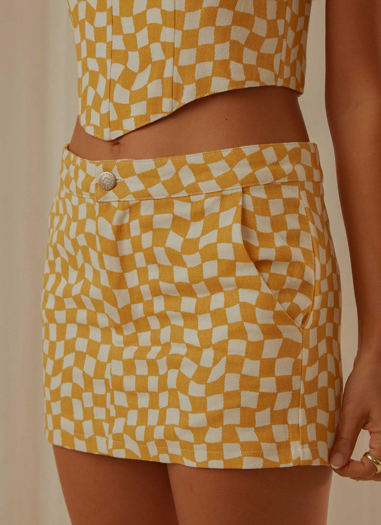 Luisa Mini Skirt - Yellow check - Peppermayo US