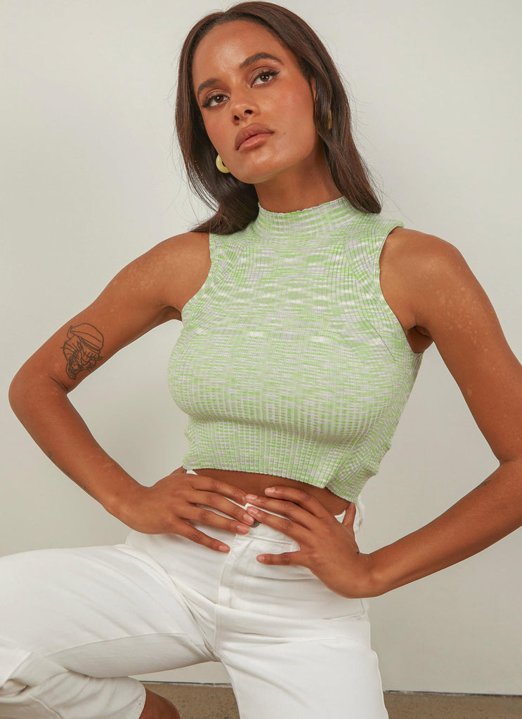 Close To Me Knit Top - Green - Peppermayo US