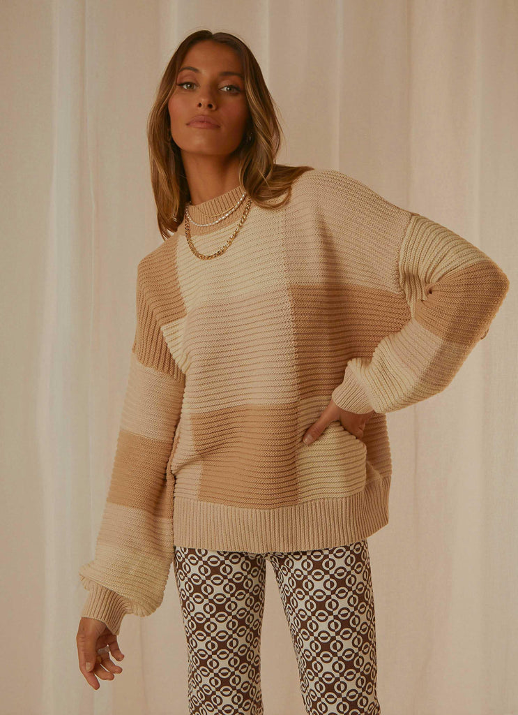 Tulum Nights Knit Jumper - Neutral Patchwork - Peppermayo US
