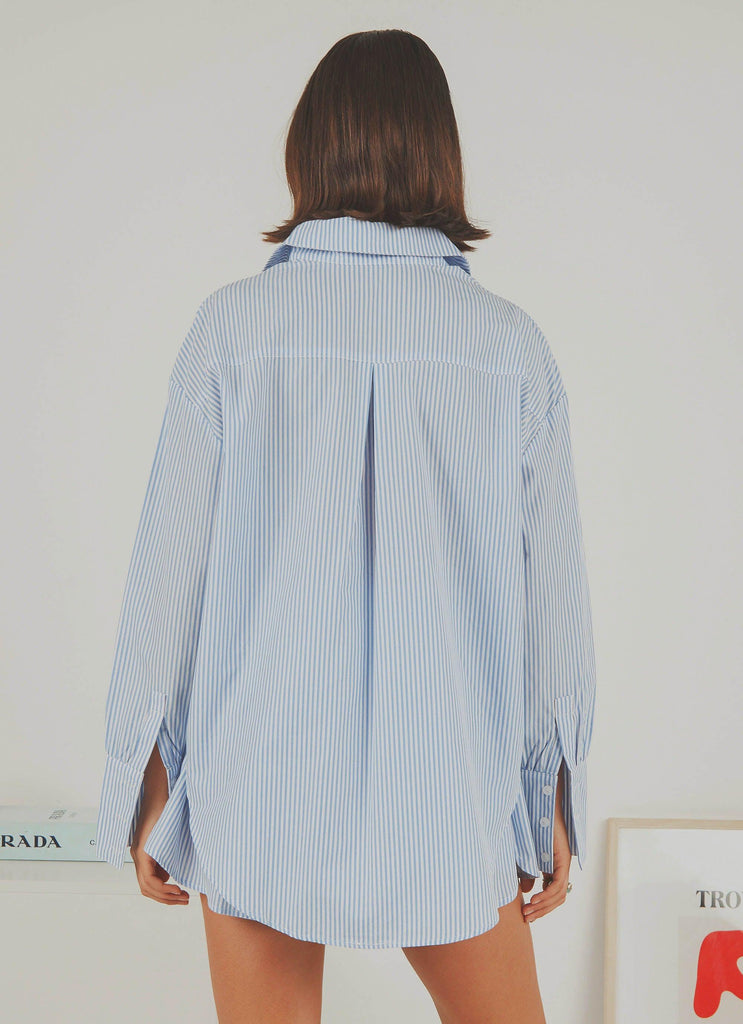 Wanderer Oversized Shirt - Blue & White Stripe - Peppermayo US